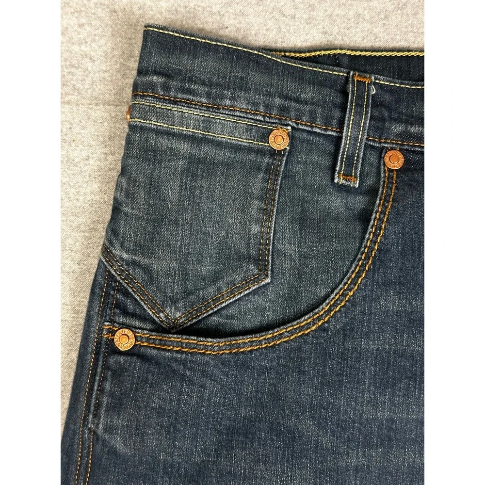 Levis 514 Straight Fit Jeans Mens 36x34 Blue Flap Pocket Dark Wash Denim